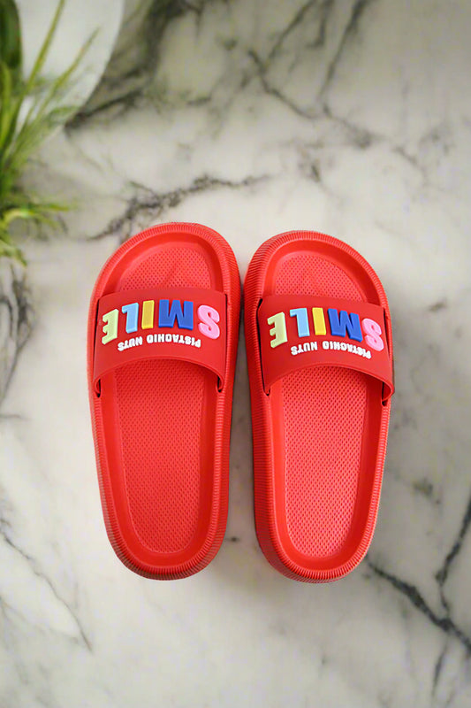 Women Rubber Upper and EVR Sole Smile Embossed Slippers